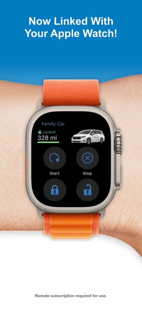 HondaLink - Apple Watchとの連携により、ユーザーは手首から車両の「ロック状態」や「走行可能距離328マイル」を瞬時に把握できます。