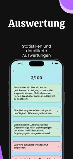 Screenshot von BZF Flugfunk Prüfungsfragen auf dem iPhone 5