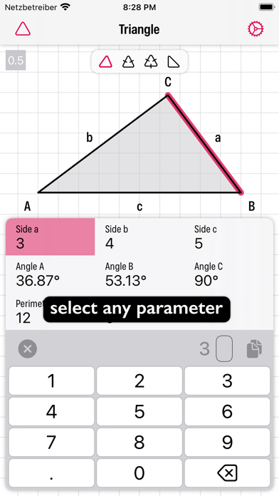 Geometry Calculator - Triangle Screenshot
