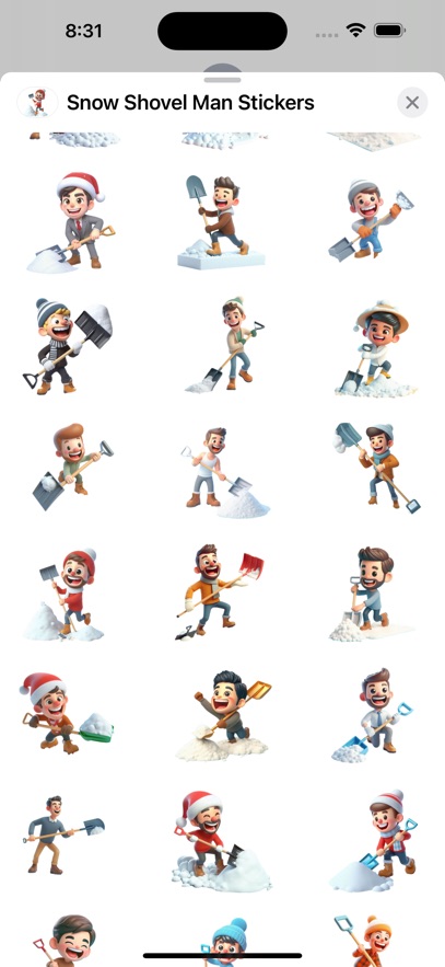 Snow Shovel Man Stickers