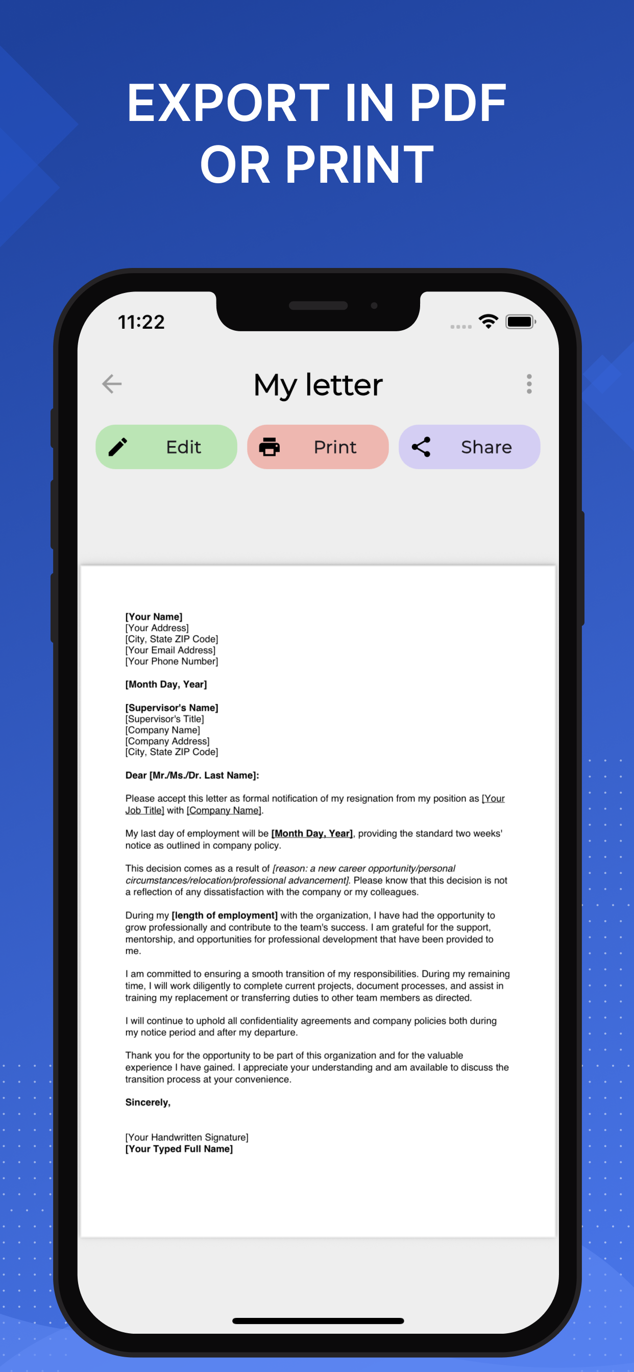 Resignation Letter