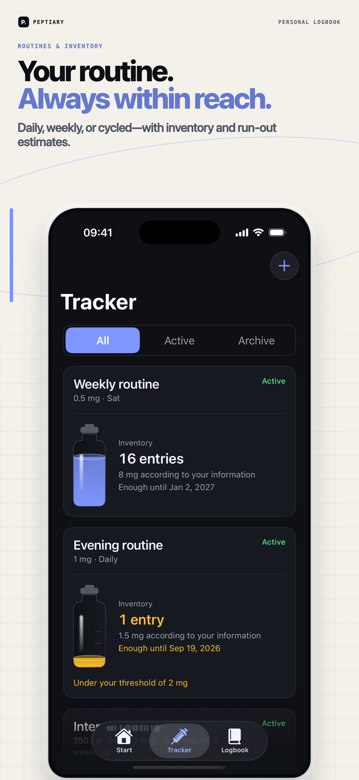 Screenshot 2 of Peptiary: Peptide Tracker