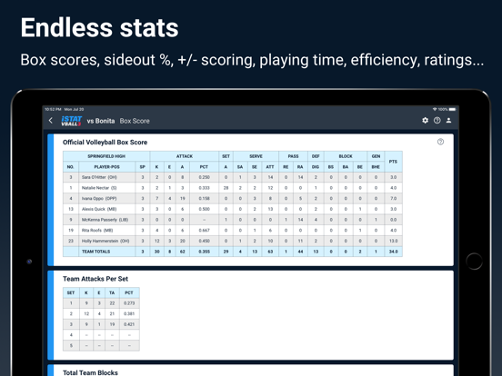 iStatVball 3 iPad screenshot 5 - Sports app