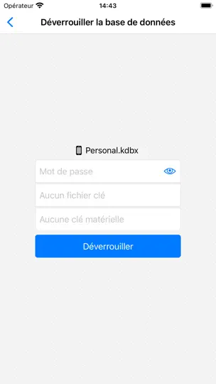 Capture d'écran de KeePassium Pro (KeePass) sur iPhone 2