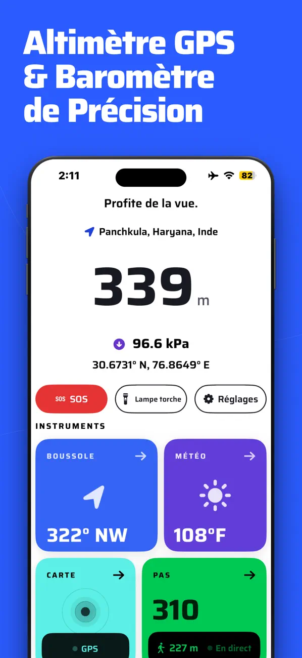 Screenshot #1 pour Altimètre - Boussole & Météo