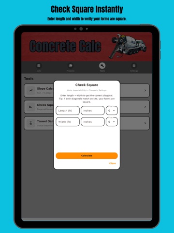 Concrete Jobsite Calculator iPad screenshot