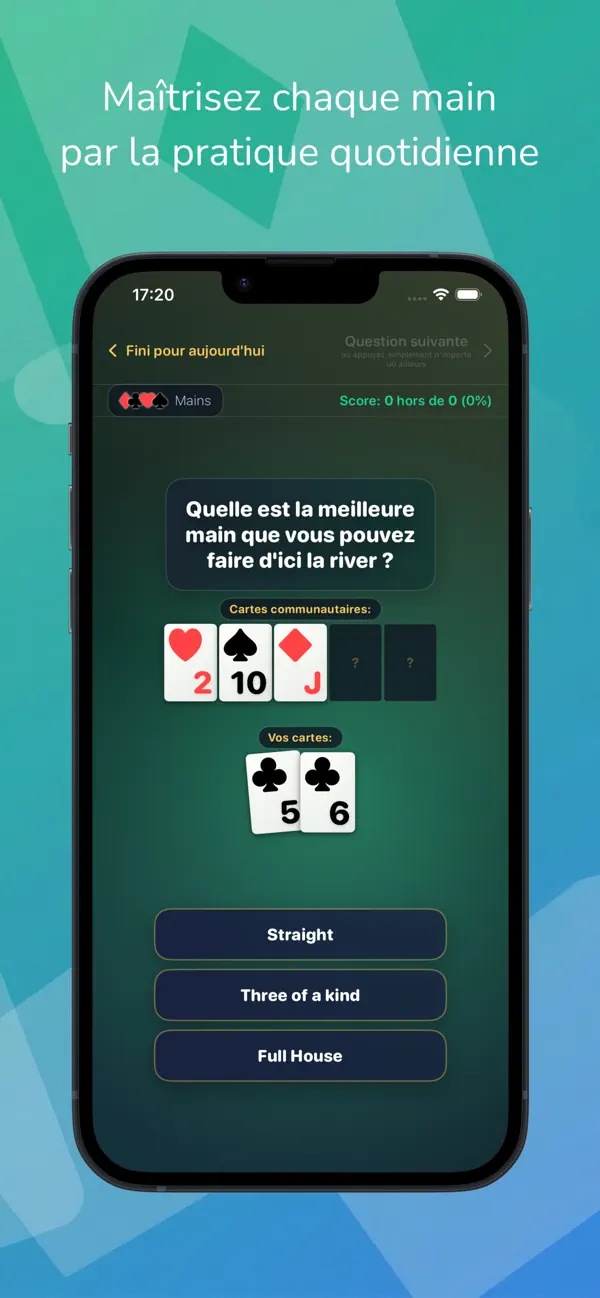 Screenshot #1 pour Quiz Poker - Mains & Odds