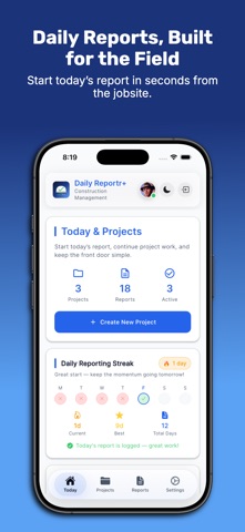 Site Field Log: DailyReportr+ iPhone screenshot