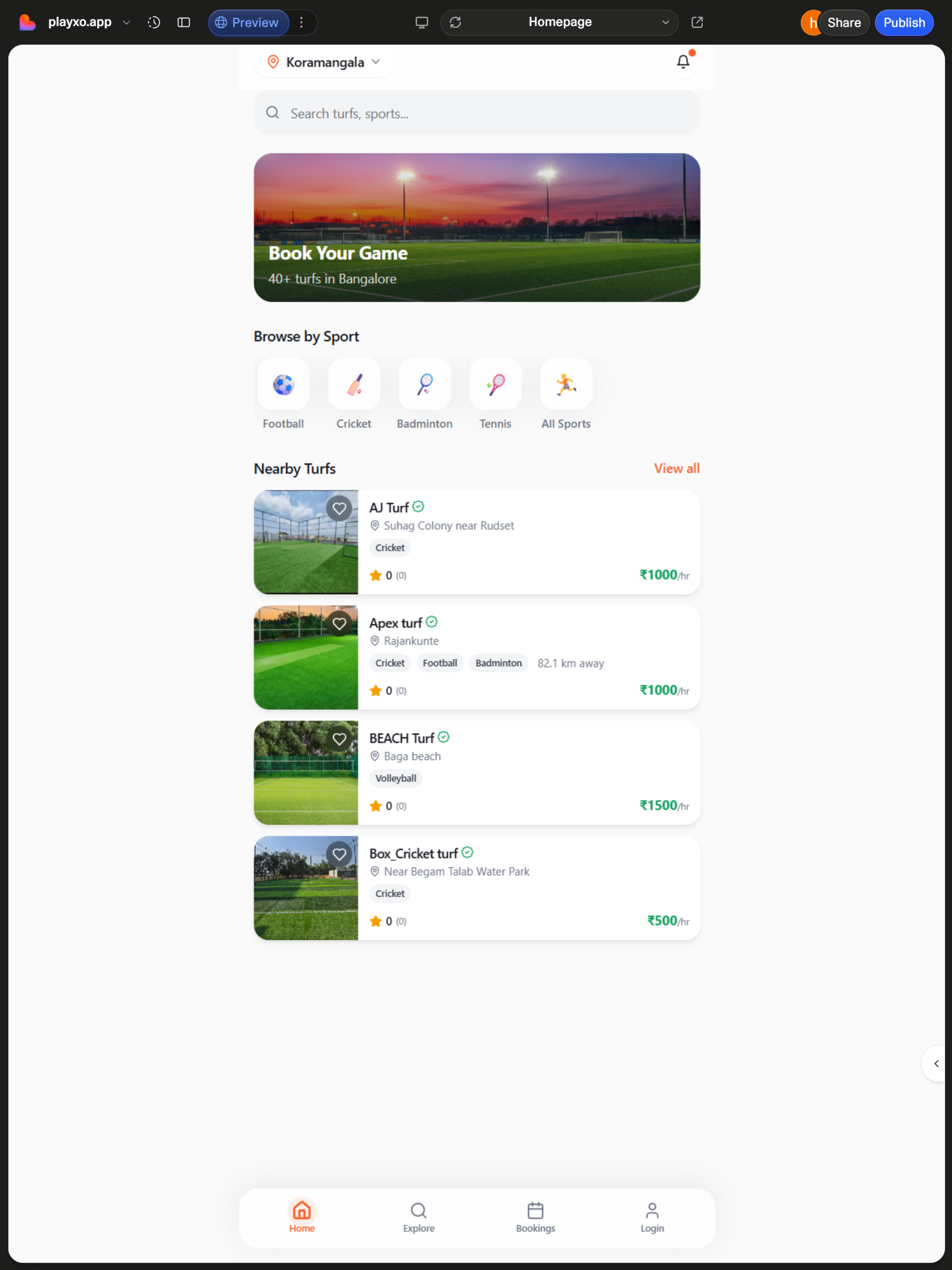 playxo Turf Booking