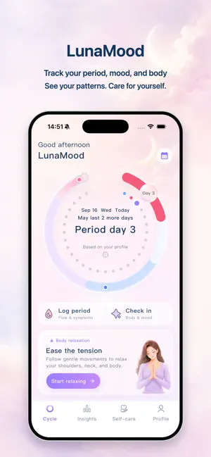 LunaMood: Period & Mood screenshot 1