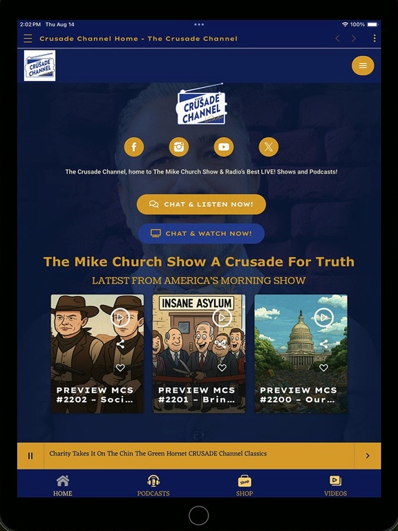 The Crusade Channel iPad screenshot 1 - Entertainment app