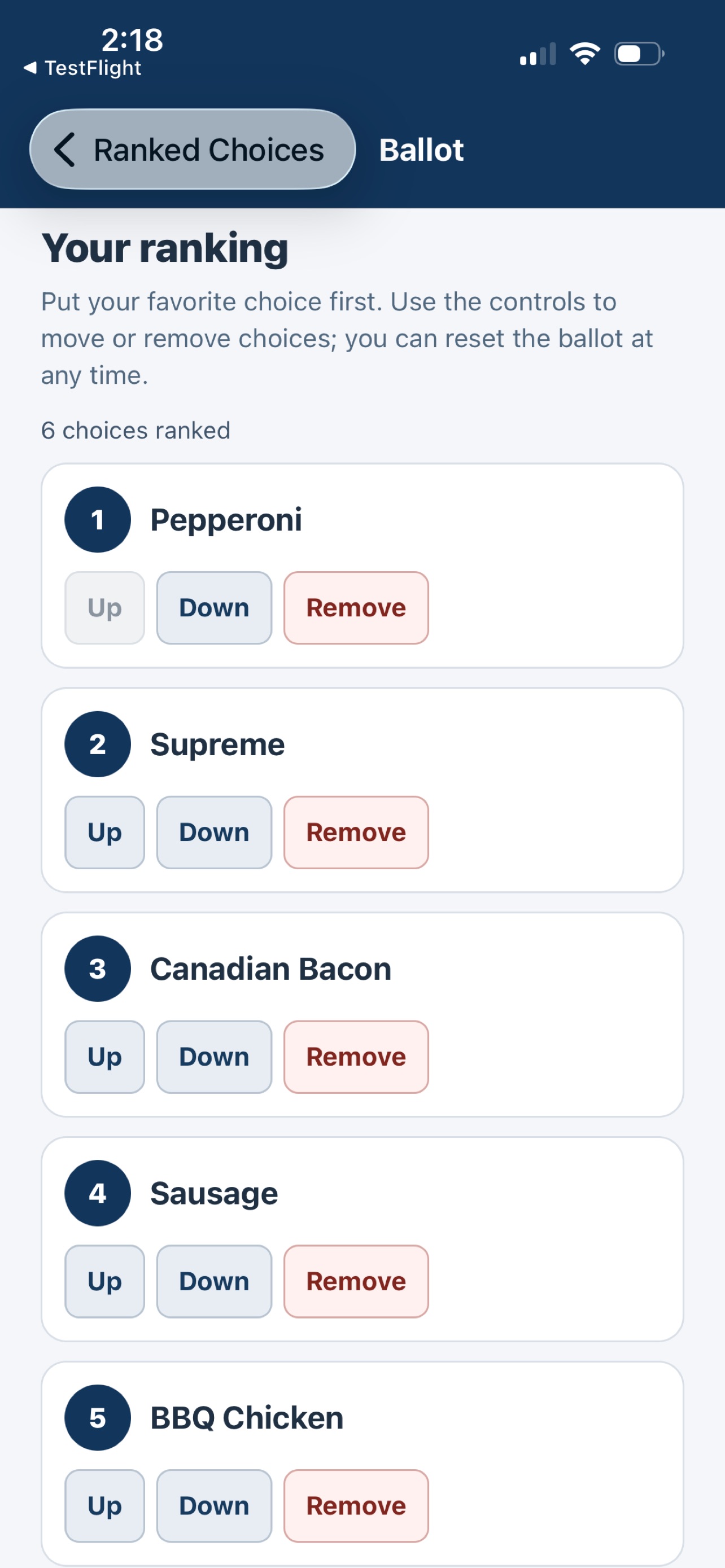 Screenshot 3 of Ranked Choices