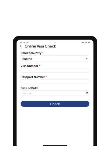 Department of Immigration iPad screenshot