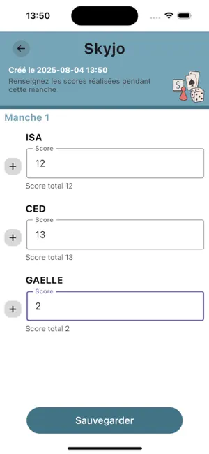 Gameboard score screenshot 2