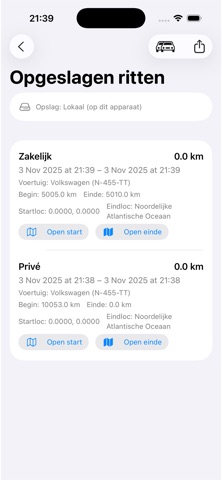 Ritten Registratie Zakelijk screenshot