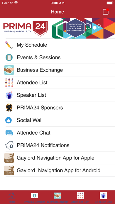 PRIMA Events Screenshot
