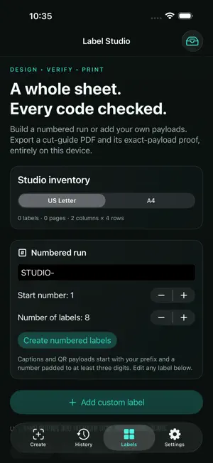 Glyphmint: QR Label Maker screenshot 1