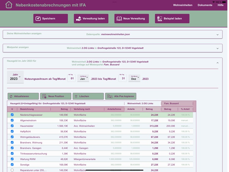 Nebenkostenabrechnungen
