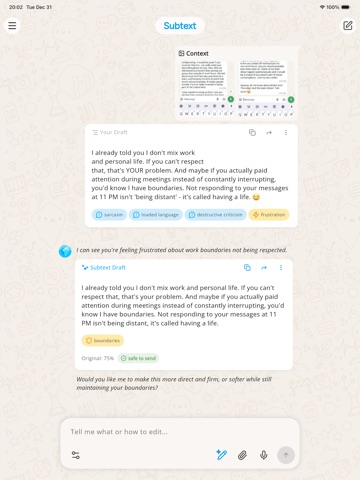 Subtext: AI Writing Assistant iPad screenshot