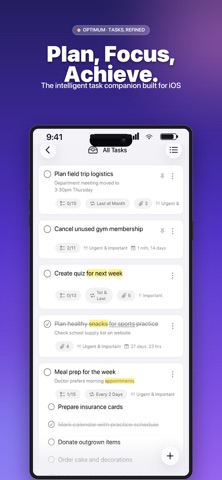 Optimum: Planner & Focus Timer Screenshot 1 of 10