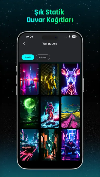 Dijital Neon Gece Saati iPhone Ekran Görüntüsü 3