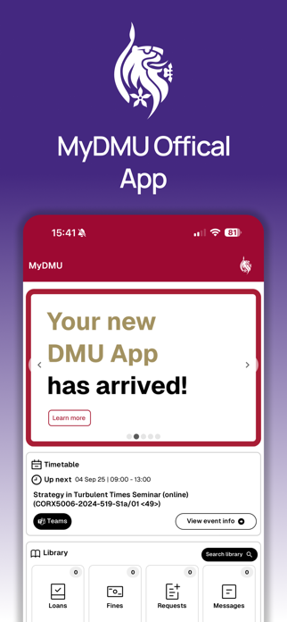 DMU Student App Screenshot 1 of 7