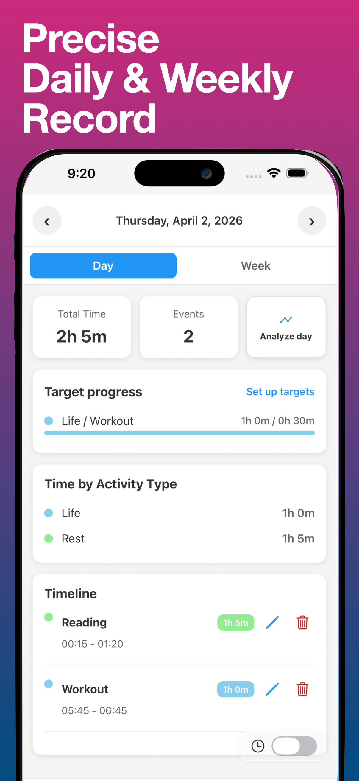 FocoTaps: private time tracker screenshot 3