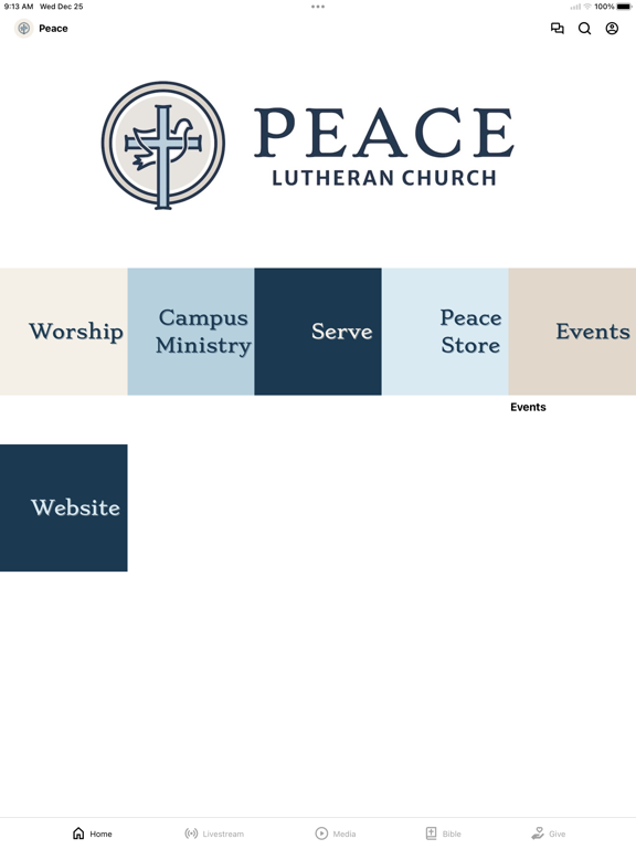 Peace Lutheran Houghton iPad screenshot