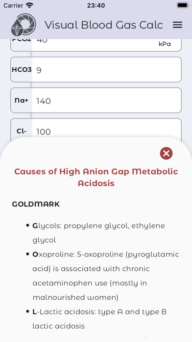 Visual Blood Gas Calc Screenshot