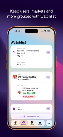 Polymarket Alerts iPhone screenshot