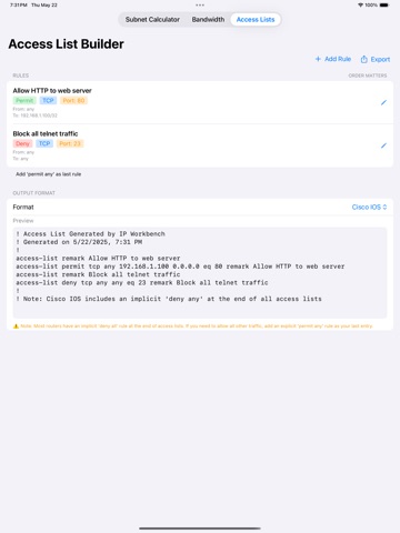 IP Workbench iPad screenshot