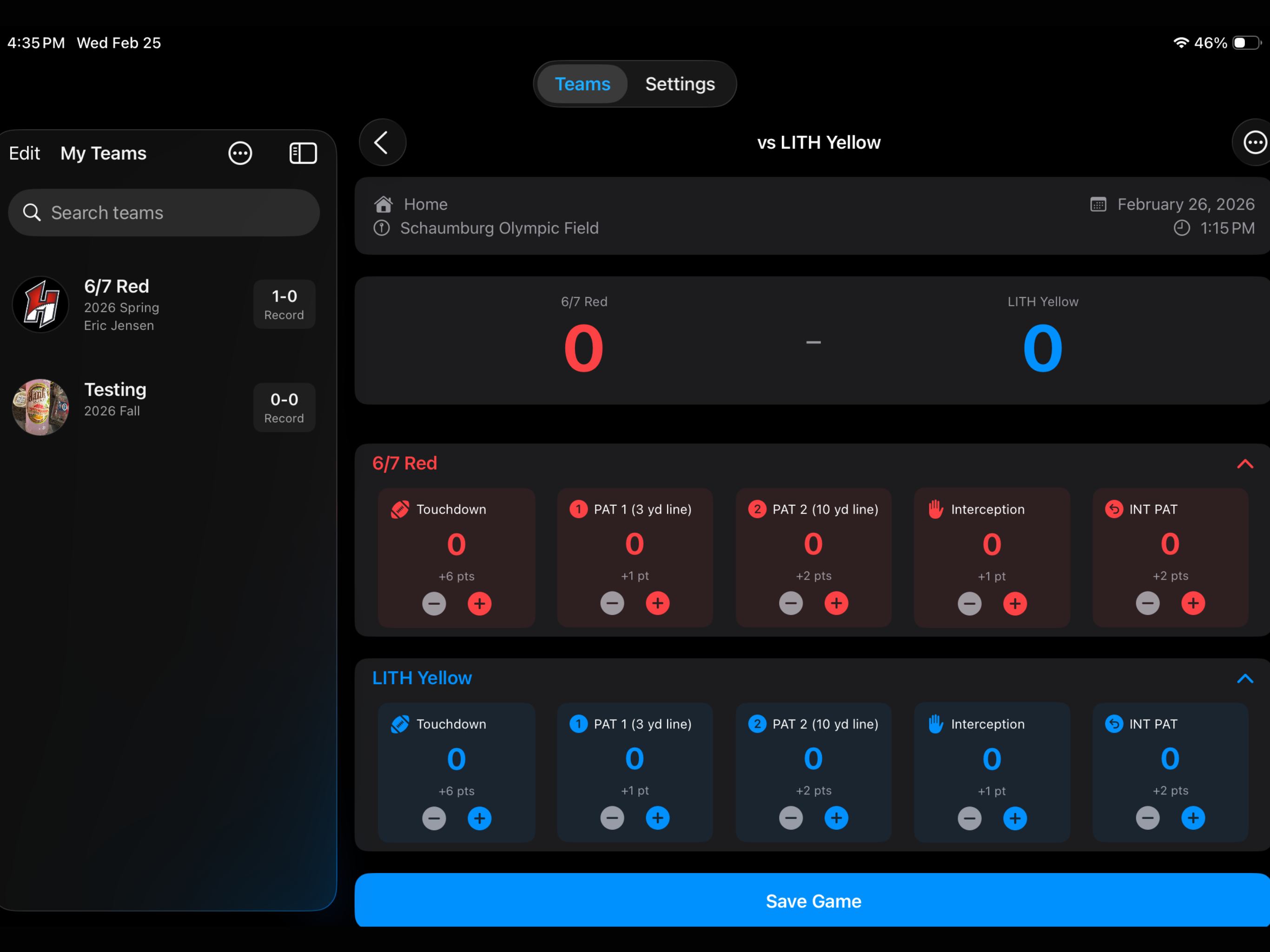 7v7 Football Scoring