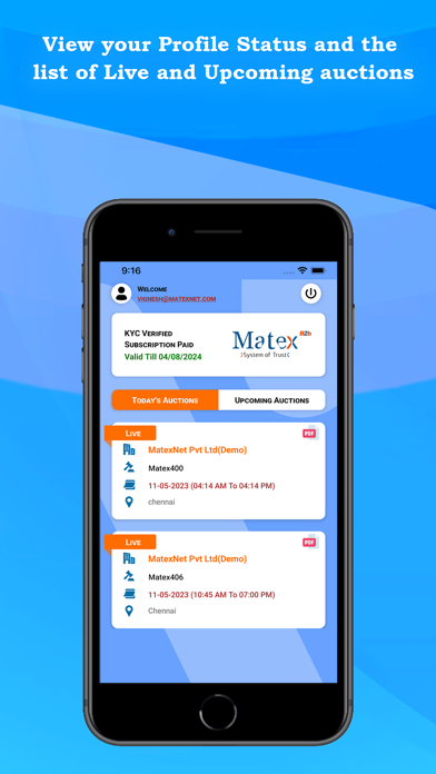 MatexNet Auction Screenshot