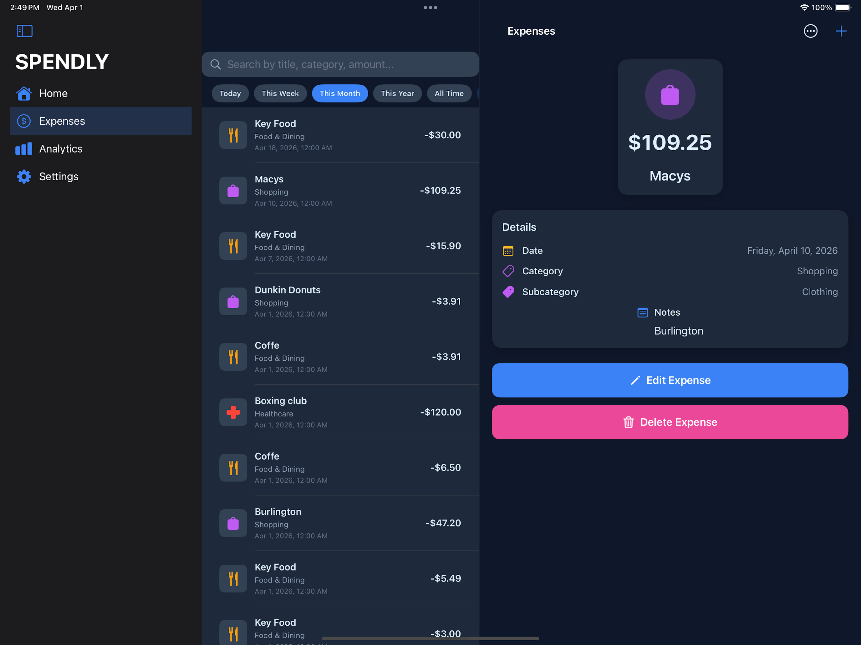 Spendly: Smart Expense Tracker