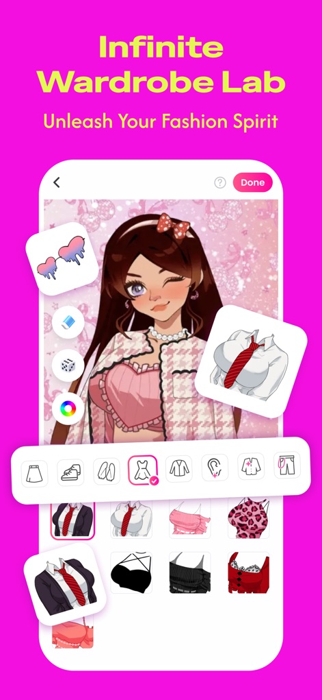 Neku: make avatar sticker - Discover the vast selection of clothing options and dynamic color adjustment tools, enabling users to style every detail of their avatar's outfit.