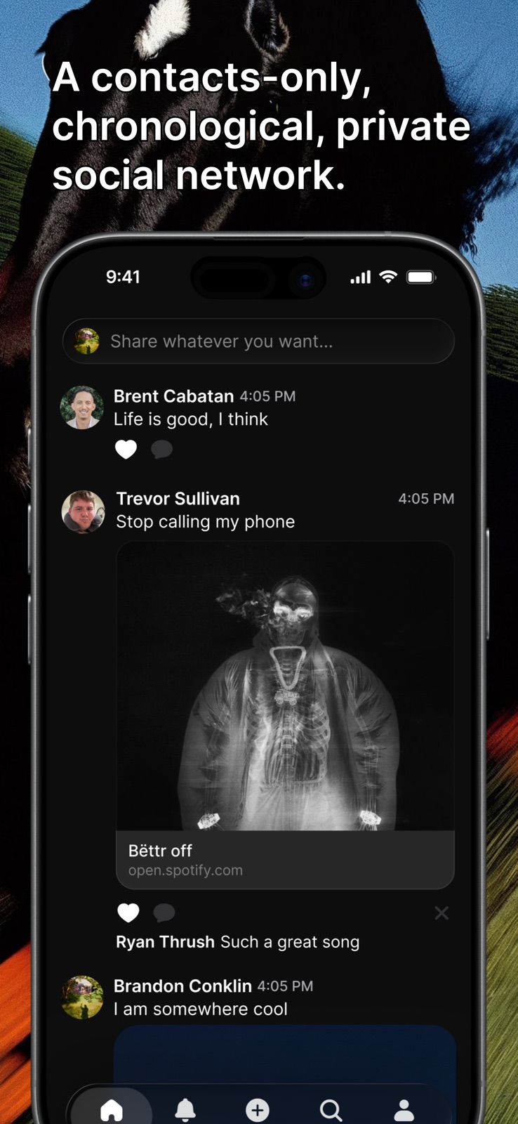 Elsewhere. Social messaging. iphone screenshot 2