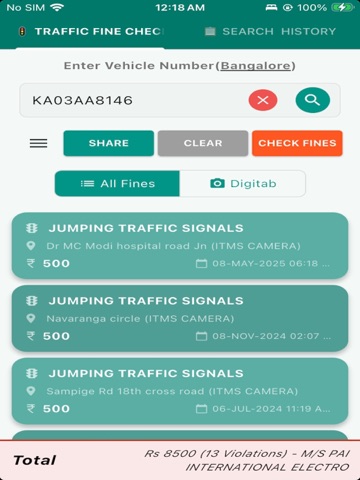 Bengaluru Traffic Fines check iPad screenshot 1