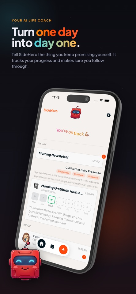 SideHero: AI Habit Coach screenshot 1