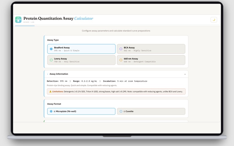 Protein Assay Calculator iPhone screenshot
