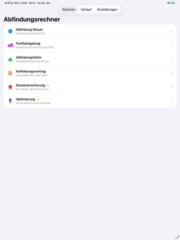 Abfindungsrechner 2026 iPad screenshot