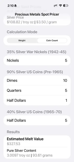 Precious Metals Spot Pricer screenshot 3