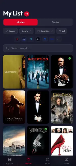 Streamy - Swipe, Match, Watch screenshot 2
