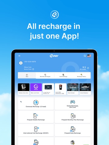 99pay Mobile recharge iPad screenshot