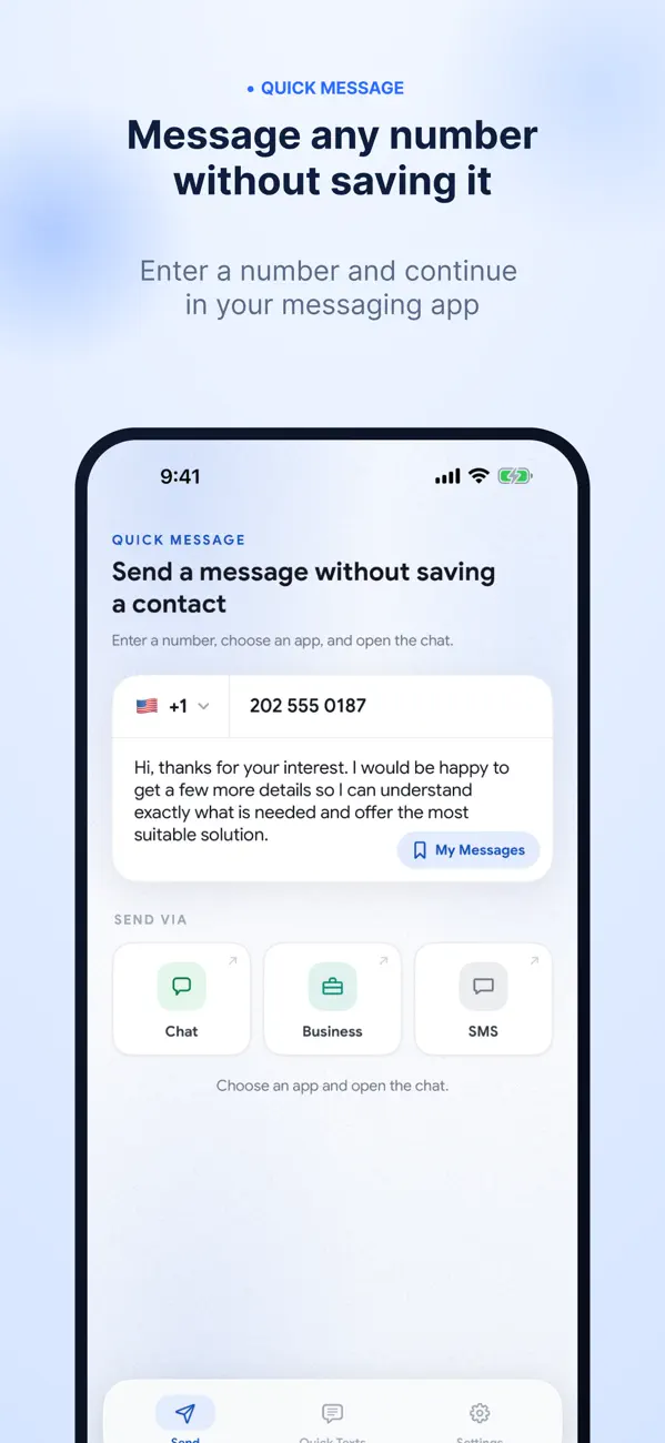 Screenshot #2 pour Quick Message - Click To Chat