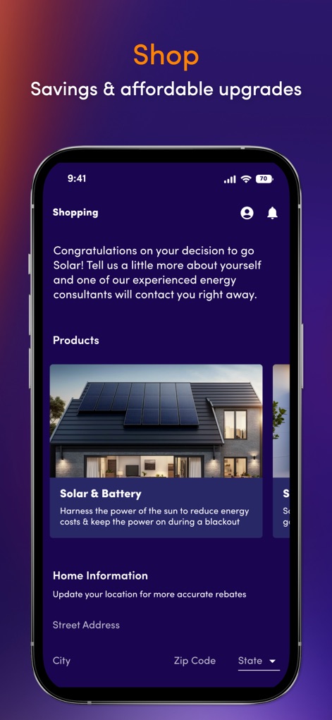 GoodLeap Home - ユーザーは、太陽光発電製品の紹介を通じて、パーソナライズされたアップグレード提案を受け取り、自宅の効率性と快適性を向上させることができます。