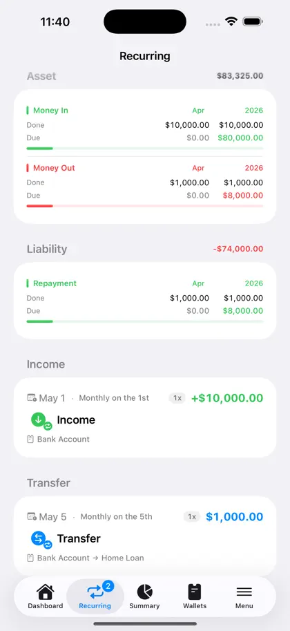 Screenshot 3 di 6 di My Money - Track Expenses