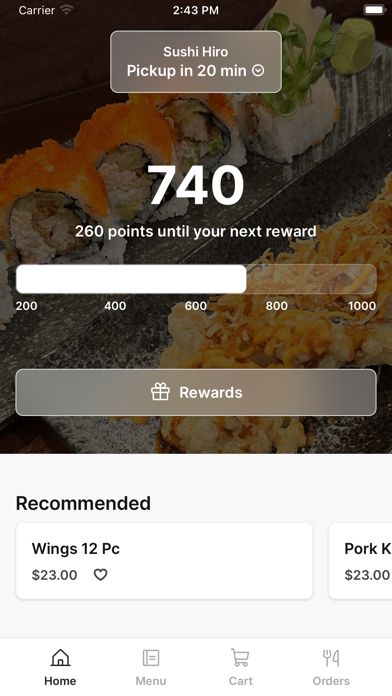 Sushi Hiro app screenshot