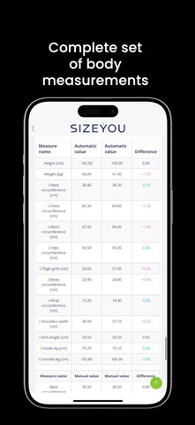 SizeYou screenshot