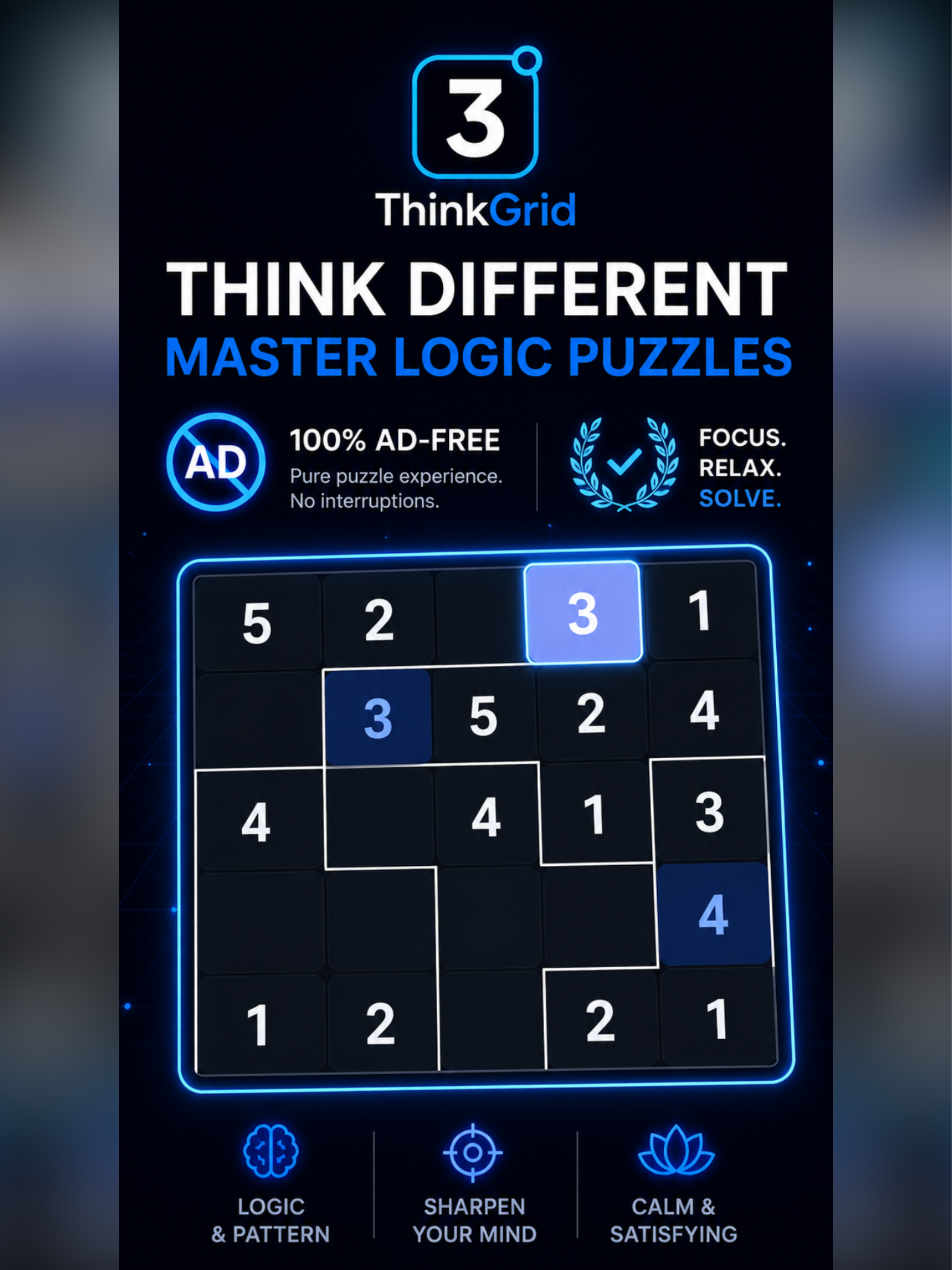 ThinkGrid: Calm Logic Puzzles