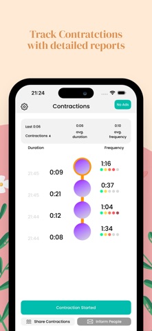 Contraction Timer Plus App 9m Screenshot 2 of 5